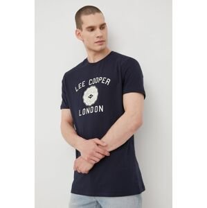 Bavlněné tričko Lee Cooper tmavomodrá barva, s potiskem