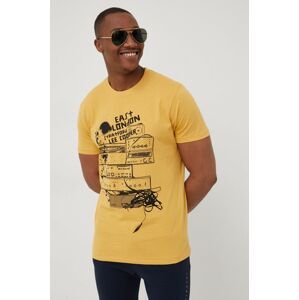 Bavlněné tričko Lee Cooper žlutá barva, s potiskem