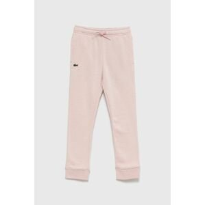 Kalhoty Lacoste XJ9476 růžová barva, hladké