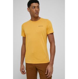 Sportovní triko Columbia žlutá barva, hladký