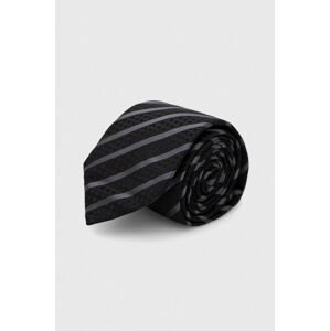 Hedvábná kravata HUGO černá barva