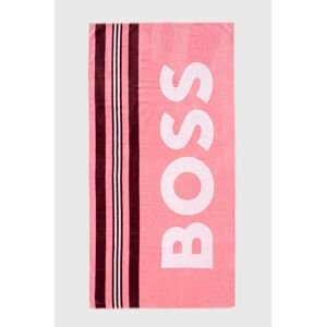 Bavlněný ručník BOSS růžová barva