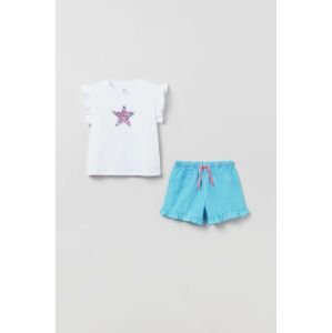 Dětské bavlněné pyžamo OVS tyrkysová barva, s aplikací