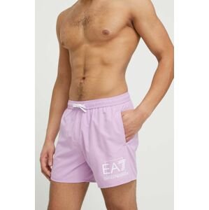 Plavkové šortky EA7 Emporio Armani fialová barva