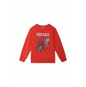 Dětská bavlněná mikina Kenzo Kids červená barva, s potiskem