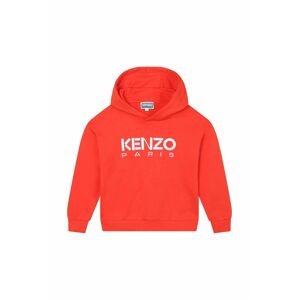 Dětská bavlněná mikina Kenzo Kids červená barva, s kapucí, s potiskem