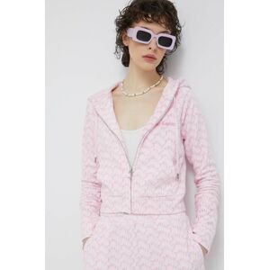 Mikina Juicy Couture dámská, růžová barva, s kapucí, vzorovaná