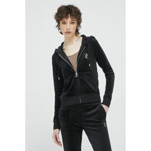 Mikina Juicy Couture Mixed Colour Diamente dámská, černá barva, s kapucí, s aplikací