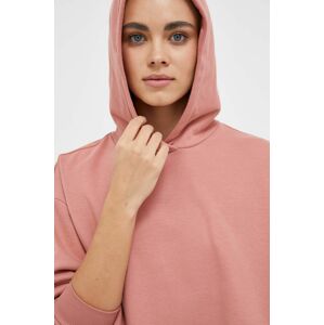 Mikina 4F dámská, růžová barva, s kapucí, hladká