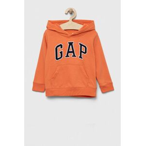 Dětská mikina GAP oranžová barva, s kapucí, s aplikací