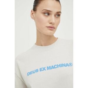 Bavlněné tričko s dlouhým rukávem Deus Ex Machina béžová barva