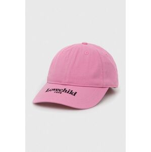 Bavlněná baseballová čepice Lovechild růžová barva, s potiskem