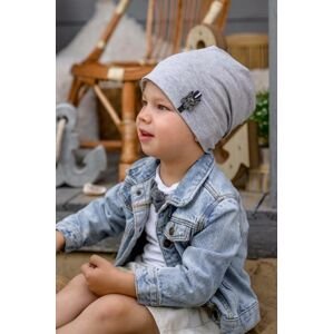 Dětska čepice Jamiks HEKTOR šedá barva, z tenké pleteniny