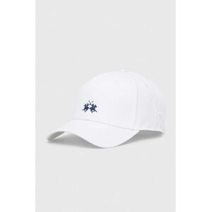 Bavlněná baseballová čepice La Martina bílá barva, s aplikací