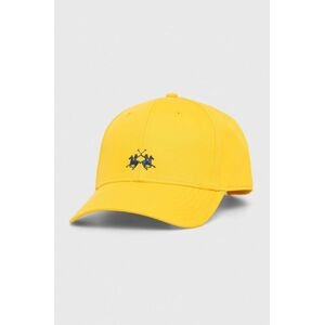 Bavlněná baseballová čepice La Martina žlutá barva, s aplikací