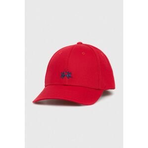 Bavlněná baseballová čepice La Martina červená barva, s aplikací