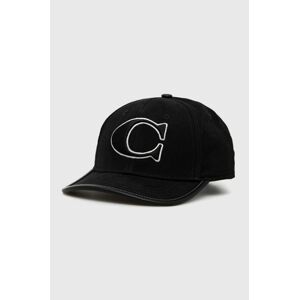 Bavlněná baseballová čepice Coach černá barva, s aplikací