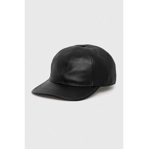 Kožená čepice Coach černá barva