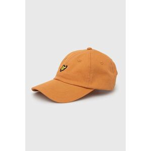 Bavlněná baseballová čepice Lyle & Scott oranžová barva, s aplikací