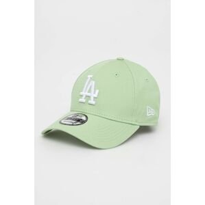 Bavlněná baseballová čepice New Era zelená barva, s aplikací, LOS ANGELES DODGERS