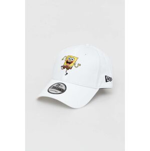 Bavlněná baseballová čepice New Era bílá barva, s aplikací, SPONGEBOB