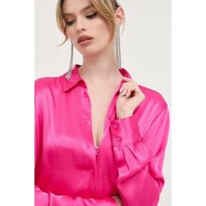Košile Bardot dámská, růžová barva, regular, s klasickým límcem