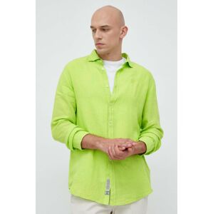 Plátěná košile La Martina zelená barva, regular, s klasickým límcem