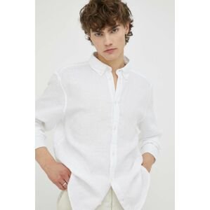Plátěná košile Les Deux bílá barva, regular