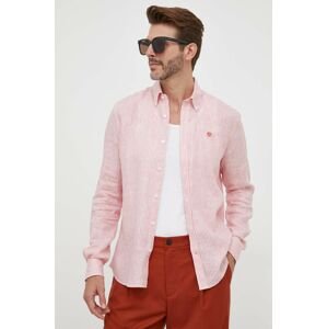 Plátěná košile North Sails růžová barva, regular, s límečkem button-down