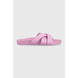 Pantofle Billabong dámské, růžová barva, na platformě
