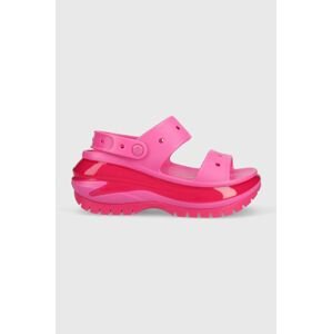 Pantofle Crocs Classic Mega Crush Sandal dámské, růžová barva, na platformě, 207989