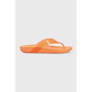 Žabky Crocs Splash Glossy Flip dámské, oranžová barva, na plochém podpatku, 208534