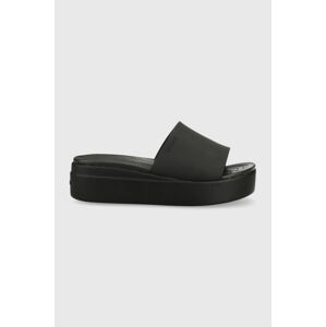 Pantofle Crocs Brooklym Slide dámské, černá barva, na platformě, 205669