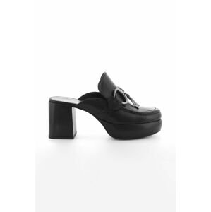 Kožené pantofle Kennel & Schmenger Ira dámské, černá barva, na podpatku, 91-44530