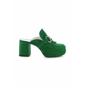 Semišové pantofle Kennel & Schmenger Ira dámské, zelená barva, na podpatku, 91-44530