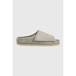 Semišové pantofle Birkenstock pánské, šedá barva