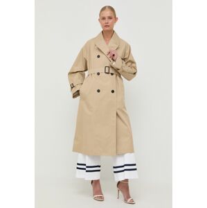 Trench kabát Weekend Max Mara dámský, béžová barva, přechodný, dvouřadový