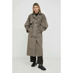 Trench kabát Gestuz Sarga dámský, hnědá barva, přechodný, oversize