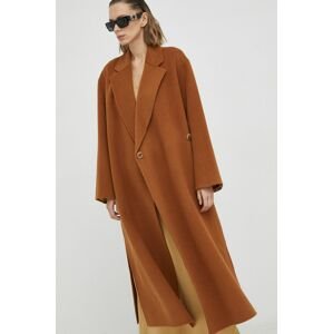 Vlněný kabát By Malene Birger Ayvian hnědá barva, přechodný, oversize