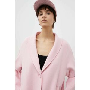 Vlněný kabát American Vintage růžová barva, přechodný, oversize