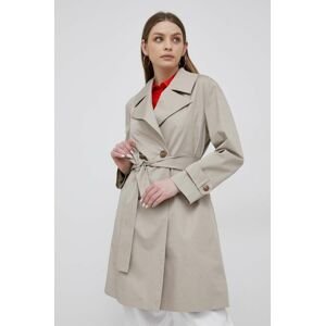 Trench kabát Sisley dámský, šedá barva, přechodný, dvouřadový