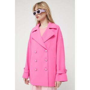 Kabát Chiara Ferragni dámský, růžová barva, přechodný, dvouřadový