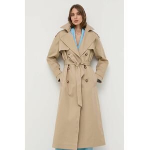 Trench kabát Ivy Oak dámský, béžová barva, přechodný, dvouřadový
