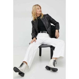 Kožená bunda Pepe Jeans dámská, černá barva, přechodná