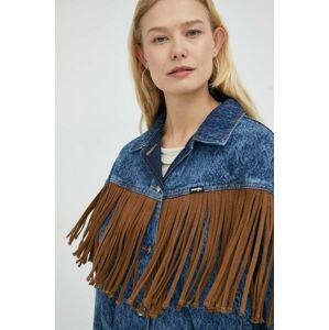 Džínová bunda Wrangler dámská, tmavomodrá barva, přechodná, oversize