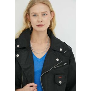 Džínová bunda Wrangler dámská, černá barva, přechodná