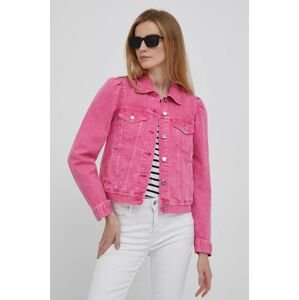 Džínová bunda GAP x Barbie dámská, růžová barva, přechodná