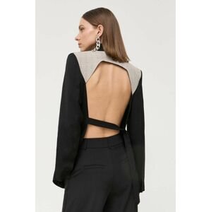 Vlněná bunda Victoria Beckham černá barva, bez zapínání, hladká