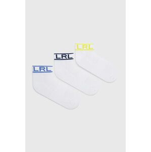 Ponožky Lauren Ralph Lauren 3-pack dámské, bílá barva