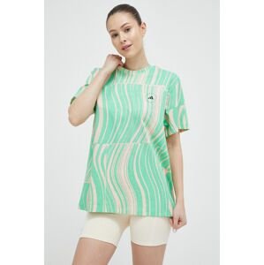 Bavlněné tričko adidas by Stella McCartney zelená barva